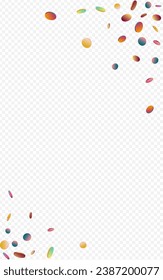 Colorful Circle Carnaval Transparent Background. Multicolored Festival Round Texture. Effect Backdrop. Hologram Flying Illustration.