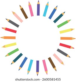 A colorful circle of colored pencils.