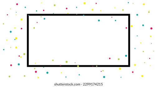 Colorful circle, confetti or cake glaze  pattern with sprinkle topping and black frame. Vector