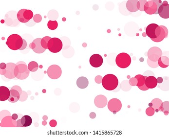 Colorful circle confetti vector background. Pink magenta round elements scatter flying. Baby shower decor. Circle confetti flying abstract pattern. Vibrant colorful round shapes falling on white.