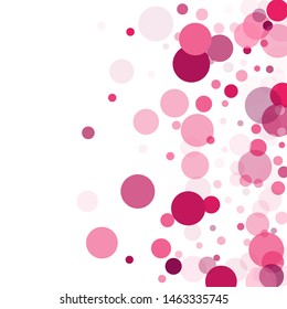 Colorful circle confetti vector background. Greeting or invitation card backgound. Pink magenta round elements scatter flying. Circle confetti flying abstract pattern. Carnival decoration.