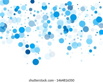 Colorful circle confetti vector background. New Year decoration. Abstract snow, blue cyan snowflakes flying. Circle confetti flying abstract pattern. Surprise party celebration elements.