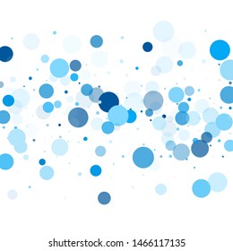 Colorful circle confetti vector background. Greeting or invitation card backgound. Abstract snow, blue cyan snowflakes flying. Circle confetti flying abstract pattern. Holiday backdrop.