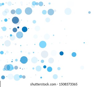 Colorful circle confetti vector background. Banner, poster, flyer cool backgound. New Year decoration. Circle confetti flying abstract pattern. Abstract snow, blue cyan snowflakes flying.