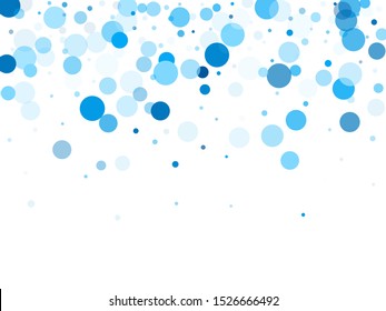 Colorful circle confetti vector background. Surprise party celebration elements. Abstract snow, blue cyan snowflakes flying. Circle confetti flying abstract pattern. Party decoration.