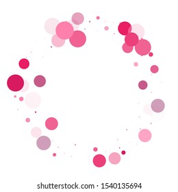Colorful circle confetti vector background. Banner, poster, flyer cool backgound. New Year decoration. Circle confetti flying abstract pattern. Pink magenta round elements scatter flying.