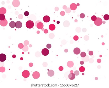 Colorful circle confetti vector background. Pink magenta round elements scatter flying. Carnival decoration. Circle confetti flying abstract pattern. Banner, poster, flyer cool backgound.