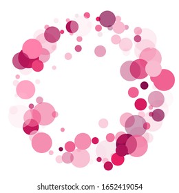 Colorful circle confetti vector background. Pink magenta round elements scatter flying. Surprise party celebration elements. Circle confetti flying abstract pattern. Christmas design.