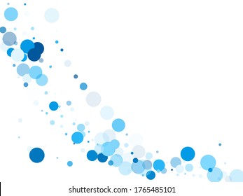 Colorful circle confetti vector background. Birthday graphics. Abstract snow, blue cyan snowflakes flying. Circle confetti flying abstract pattern. Greeting or invitation card backgound.