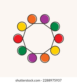 vector de conexión de círculo colorido, que conecta el marco de línea de círculo.
