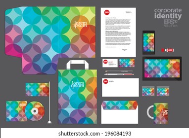 Colorful circle corporate identity template design. Vintage retro company style. Vector illustration.