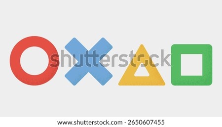 Colorful Circle, Cross, Triangle, and Square Icons – Simple Geometric Symbol Vector Set