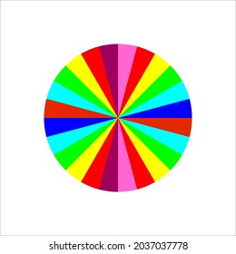 Colorful circle with different colors strips. Colour vector illustration and drawing on blank background.