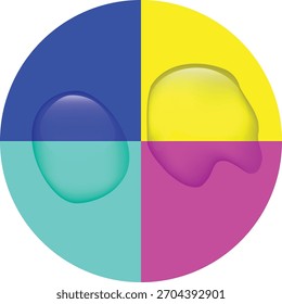 Círculo Colorido Dividido En Cuatro Secciones De Color Con Gotas De Agua