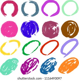 Colorful Circle drawn with brush set