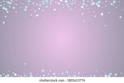 Colorful Circle Effect Blue Background. Hologram Transparent Rain Card. Flying Banner. Magic Fun Backdrop.