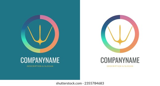 Colorful circle ethno logo with rainbow arcs, corporate sign for eco or natural company