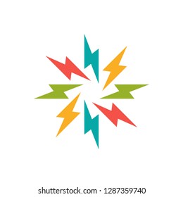 Icono de vector de flash de círculo colorido