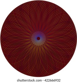 Colorful circle flower pattern on a red background. Magic ball. Oriental theme