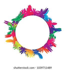 Colorful Circle Frame On White Background. Abstract. Multicolored. Party Celebrate And Festive. Watercolor. Vector