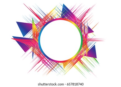 Colorful Circle Frame On White Background. Abstract. Multicolored. Watercolor. Vector