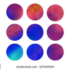 Colorful circle gradient set with modern abstract backgrounds. Rainbow fluid covers for calendar, brochure, invitation, cards. Template with round gradient set for screens and mobile app.