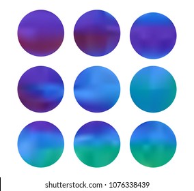 Colorful circle gradient set with modern abstract backgrounds. Rainbow fluid covers for calendar, brochure, invitation, cards. Template with round gradient set for screens and mobile app.