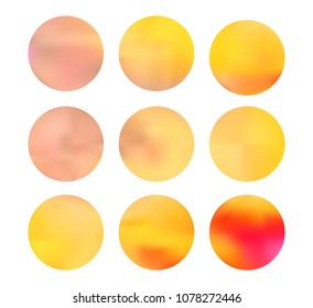 Colorful circle gradient set with modern abstract backgrounds. Rainbow fluid covers for calendar, brochure, invitation, cards. Template with round gradient set for screens and mobile app.