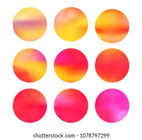 Colorful circle gradient set with modern abstract backgrounds. Rainbow fluid covers for calendar, brochure, invitation, cards. Template with round gradient set for screens and mobile app.