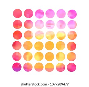 Colorful circle gradient set with modern abstract backgrounds. Rainbow fluid covers for calendar, brochure, invitation, cards. Template with round gradient set for screens and mobile app.