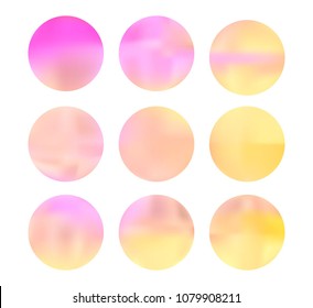 Colorful circle gradient set with modern abstract backgrounds. Rainbow fluid covers for calendar, brochure, invitation, cards. Template with round gradient set for screens and mobile app.
