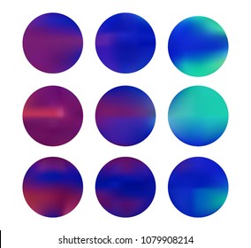 Colorful circle gradient set with modern abstract backgrounds. Rainbow fluid covers for calendar, brochure, invitation, cards. Template with round gradient set for screens and mobile app.