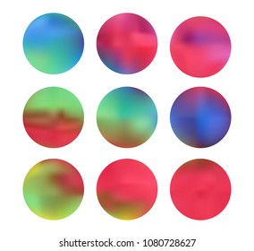 Colorful circle gradient set with modern abstract backgrounds. Rainbow fluid covers for calendar, brochure, invitation, cards. Template with round gradient set for screens and mobile app.