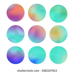 Colorful circle gradient set with modern abstract backgrounds. Rainbow fluid covers for calendar, brochure, invitation, cards. Template with round gradient set for screens and mobile app.