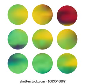 Colorful circle gradient set with modern abstract backgrounds. Rainbow fluid covers for calendar, brochure, invitation, cards. Template with round gradient set for screens and mobile app.