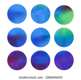 Colorful circle gradient set with modern abstract backgrounds. Rainbow fluid covers for calendar, brochure, invitation, cards. Template with round gradient set for screens and mobile app.