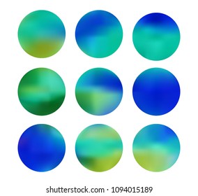 Colorful circle gradient set with modern abstract backgrounds. Rainbow fluid covers for calendar, brochure, invitation, cards. Template with round gradient set for screens and mobile app.