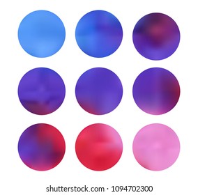 Colorful circle gradient set with modern abstract backgrounds. Rainbow fluid covers for calendar, brochure, invitation, cards. Template with round gradient set for screens and mobile app.