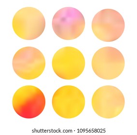 Colorful circle gradient set with modern abstract backgrounds. Rainbow fluid covers for calendar, brochure, invitation, cards. Template with round gradient set for screens and mobile app.