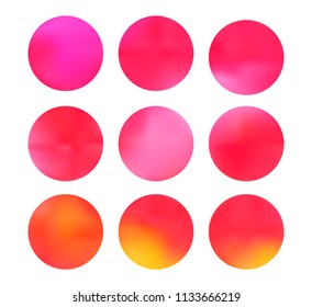 Colorful circle gradient set with modern abstract backgrounds. Rainbow fluid covers for calendar, brochure, invitation, cards. Template with round gradient set for screens and mobile app.