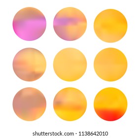 Colorful circle gradient set with modern abstract backgrounds. Rainbow fluid covers for calendar, brochure, invitation, cards. Template with round gradient set for screens and mobile app.