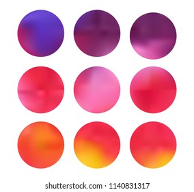 Colorful circle gradient set with modern abstract backgrounds. Rainbow fluid covers for calendar, brochure, invitation, cards. Template with round gradient set for screens and mobile app.