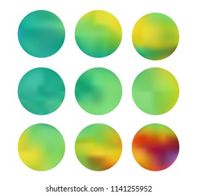 Colorful circle gradient set with modern abstract backgrounds. Rainbow fluid covers for calendar, brochure, invitation, cards. Template with round gradient set for screens and mobile app.