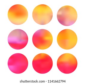 Colorful circle gradient set with modern abstract backgrounds. Rainbow fluid covers for calendar, brochure, invitation, cards. Template with round gradient set for screens and mobile app.