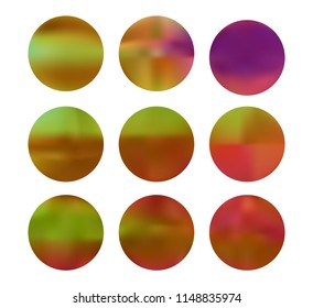Colorful circle gradient set with modern abstract backgrounds. Colorful fluid covers for calendar, brochure, invitation, cards. Template with round gradient set for screens and mobile app.