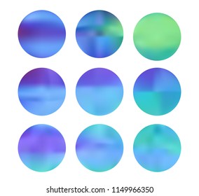 Colorful circle gradient set with modern abstract backgrounds. Rainbow fluid covers for calendar, brochure, invitation, cards. Template with round gradient set for screens and mobile app.