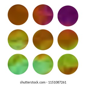 Colorful circle gradient set with modern abstract backgrounds. Colorful fluid covers for calendar, brochure, invitation, cards. Template with round gradient set for screens and mobile app.