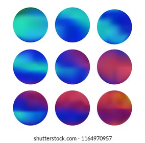 Colorful circle gradient set with modern abstract backgrounds. Colorful fluid covers for calendar, brochure, invitation, cards. Template with round gradient set for screens and mobile app.