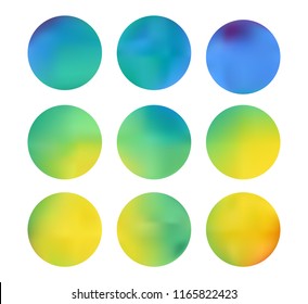 Colorful circle gradient set with modern abstract backgrounds. Rainbow fluid covers for calendar, brochure, invitation, cards. Template with round gradient set for screens and mobile app.