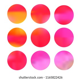 Colorful circle gradient set with modern abstract backgrounds. Rainbow fluid covers for calendar, brochure, invitation, cards. Template with round gradient set for screens and mobile app.